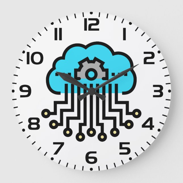 Cloud-Computing-Netzwerk-Schaltkreistechnik Große Wanduhr (Vorderseite)