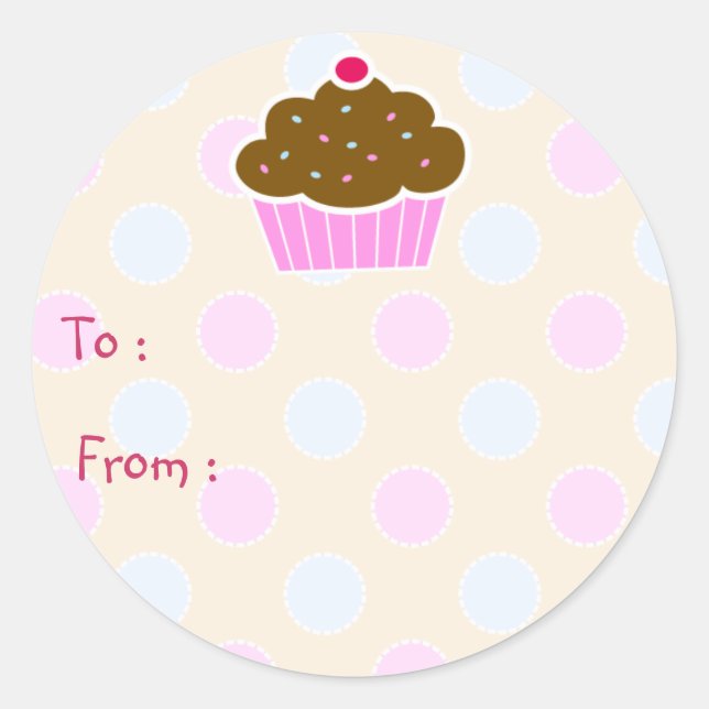 Cloud Cupcake Geschenksticker Runder Aufkleber (Vorderseite)