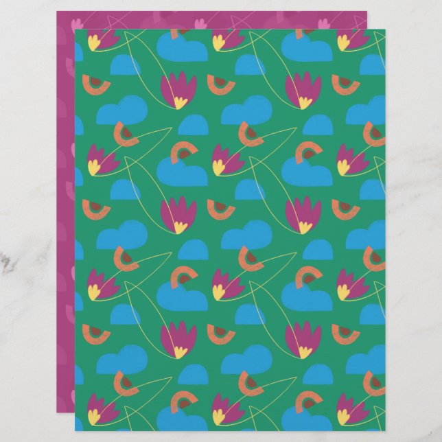 Cloud Floral Scrapbook Paper (Vorne/Hinten)