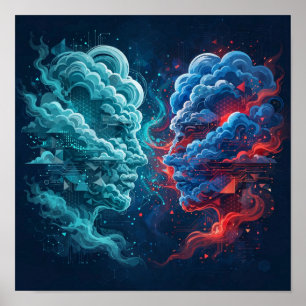 Cloud-Giganten — AI Cloud War Kunstposter Poster