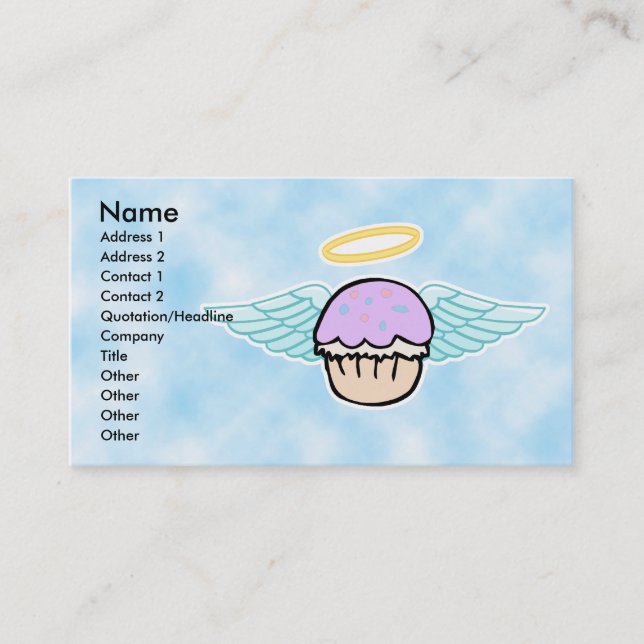 Cloud Hintergrund, cupcake Engel kein Text, Name,  Visitenkarte (Vorderseite)