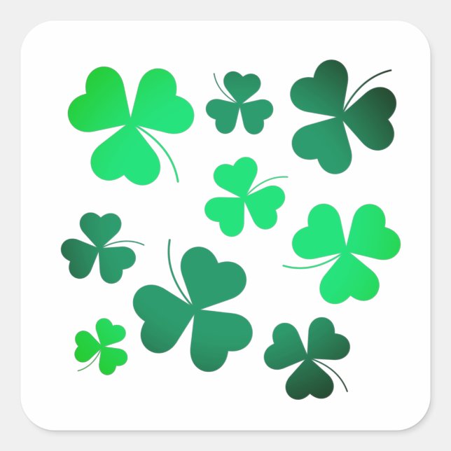 Cloud Kleeblatt Irish Green Spring St Patricks Day Quadratischer Aufkleber (Vorderseite)