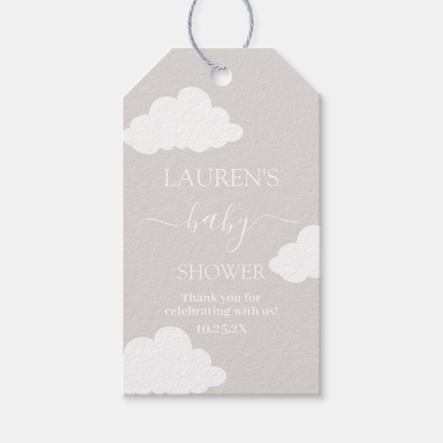 Cloud Minimalistisch Baby Showmarke Geschenkanhänger (Vorderseite)