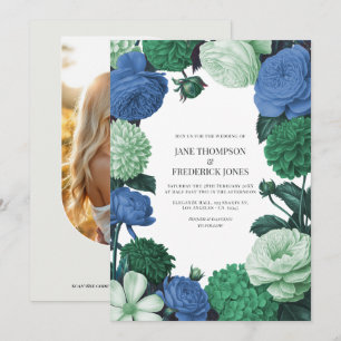 Cloud Mint, Alpine Blau und Evergreen Mist Hochzei Einladung
