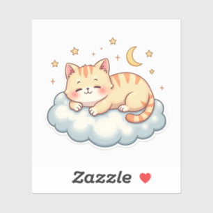 Cloud Nap Kitty – Kawaii Faulenzerkatze Aufkleber
