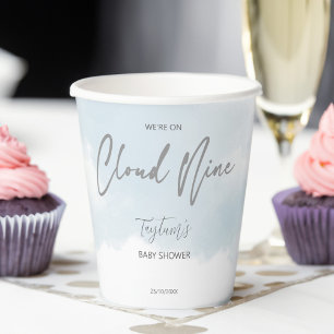 Cloud neun Babydusche grau staubblau Pappbecher