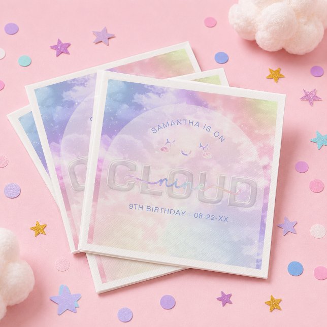 Cloud Nine 9. Geburtstag Napkins - Kawaii Pastel S Serviette (Cloud Themed Birthday Party Paper Napkins)