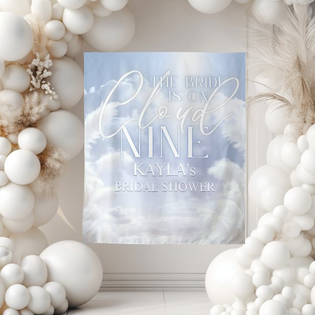 Cloud Nine 9 Pampas Brautparty Fotokaboth Wandteppich (On Cloud Nine 9 Pampas Bridal Shower Decor Photobooth Tapestry)