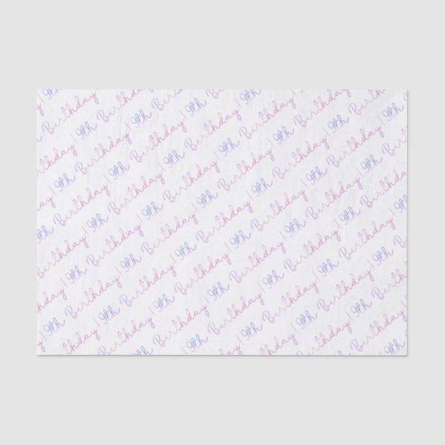 Cloud Nine 9th Birthday Tissue - Farbenfrohe Pa Seidenpapier (Vorderseite)