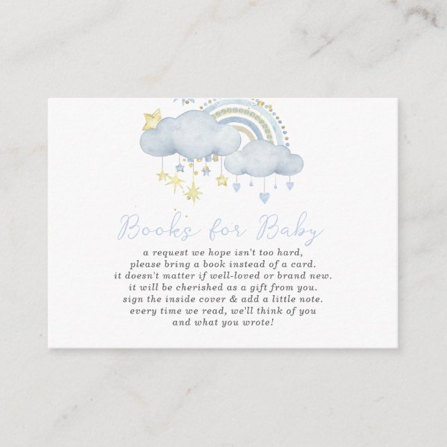 Cloud Nine Baby Boy Babydusche Buchanfrage Enc Begleitkarte (Vorderseite)