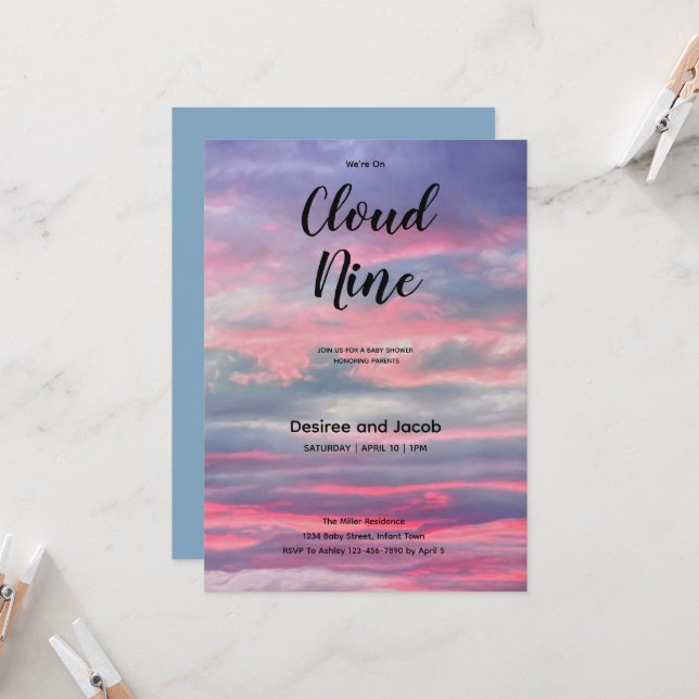 Cloud Nine Baby Boy Shower Invitations Einladung (Vorderseite/Rückseite Beispiel)