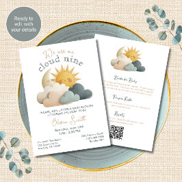 Cloud Nine Baby Shower Einladung Alles in Einem QR
