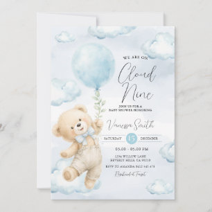 Cloud Nine Baby Shower Einladung Blaues Bärchen