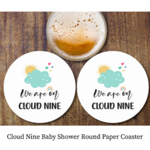 Cloud Nine Baby Shower Runder Pappuntersetzer