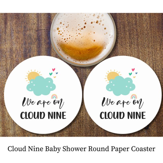 Cloud Nine Baby Shower  Runder Pappuntersetzer (Von Creator hochgeladen)