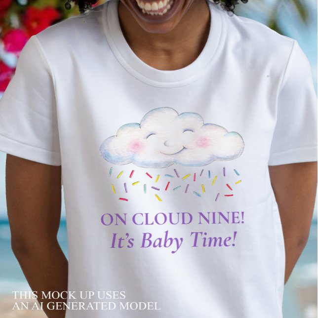 Cloud Nine Baby Shower Wasserfarbe werdende Mutter T-Shirt (Von Creator hochgeladen)