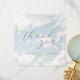 Cloud Nine Blau Bewölkter Himmel Elegante Brautpar Dankeskarte