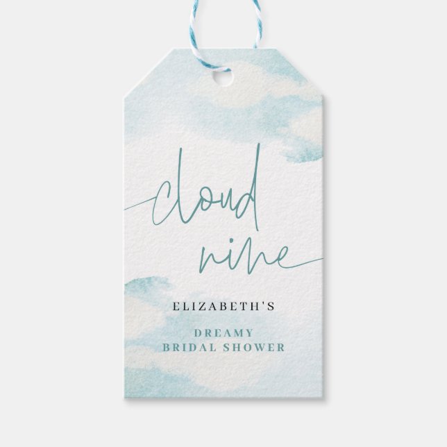 Cloud Nine Blue and White Brautparty Geschenkanhänger (Vorderseite)