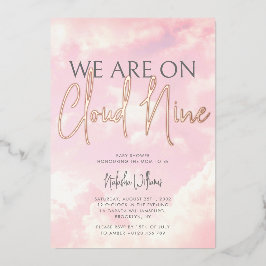 Cloud Nine Clouds Sky Baby Shower Foil Einladung