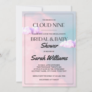 Cloud Nine Farbige Pastellfarbene Hochzeit und Bab Einladung