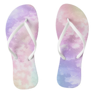 Cloud Nine Flip Flops - Pastel Dreamy Sky Clouds F