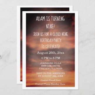 Cloud Nine Geburtstagsparty 9. Neuntes Benutzerzei Einladung