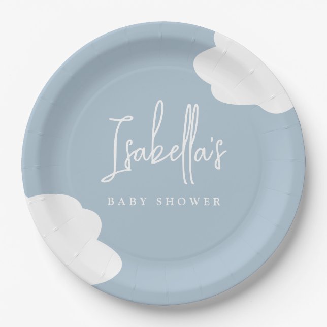 Cloud Nine Gender Neutral Baby Shower Pappteller (Vorderseite)