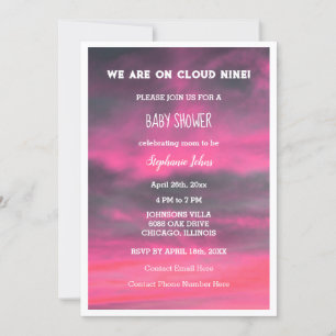 Cloud Nine Girl Babydusche farbenfroh rosa Künstle Einladung