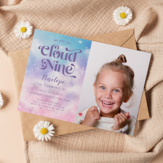Cloud Nine Girls 9. Geburtstags-Foto Einladung