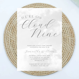 Cloud Nine Gray Gender Neutral Baby Shower Einladung