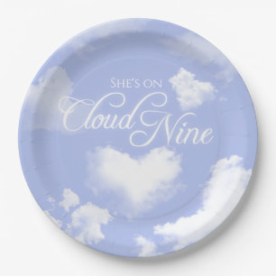 Cloud Nine Herz Wolken Blauer Himmel Junggesellinn Pappteller