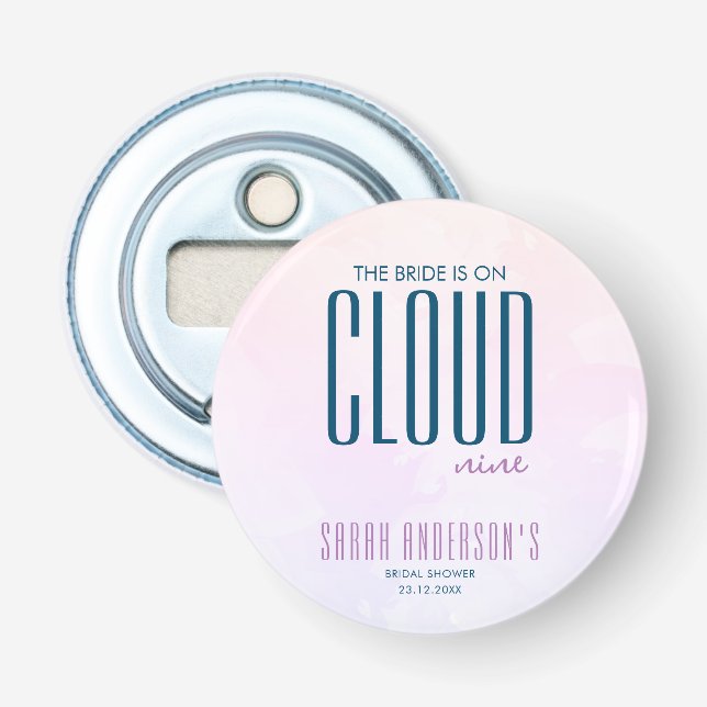 Cloud Nine Modern Pastel Blue Dreamy Brautparty Flaschenöffner (Vorderseite)