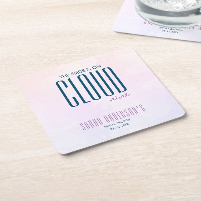 Cloud Nine Modernes Lila Blue Brautparty Rechteckiger Pappuntersetzer (angewinkelt)