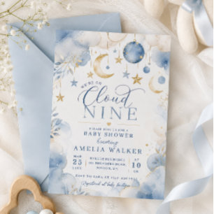 Cloud Nine Mond & Sterne Babyparty Einladung