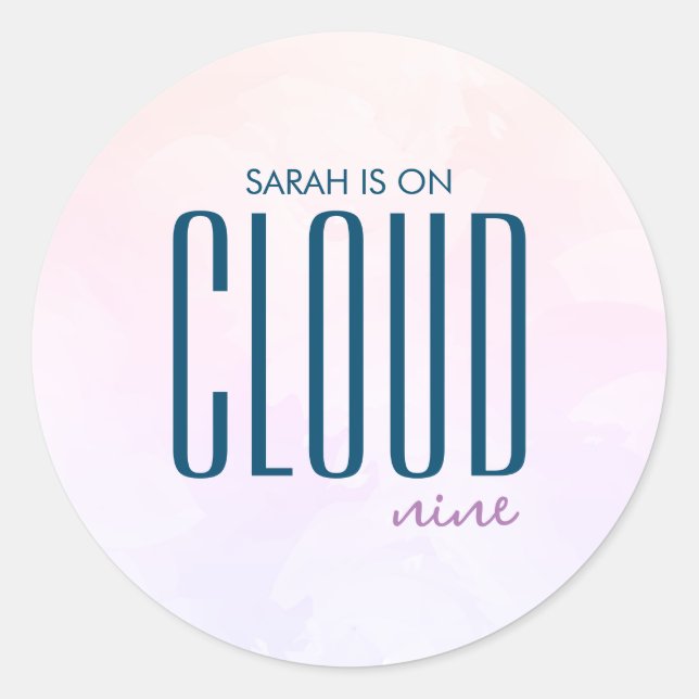 Cloud Nine Pastel Lila Blue Modern Brautparty Runder Aufkleber (Vorderseite)