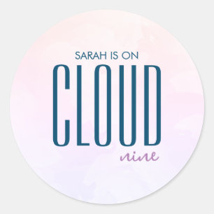 Cloud Nine Pastel Lila Blue Modern Brautparty Runder Aufkleber