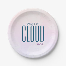 Cloud Nine Pastel Minimalistisch Modernes Brautpar Pappteller