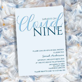 Cloud Nine Simple Typografy Blue Brautparty Einladung