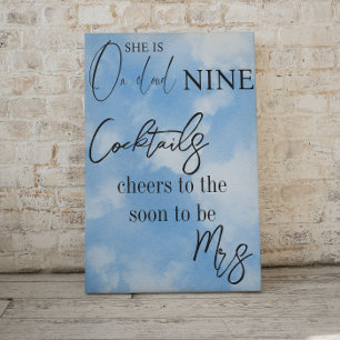 Cloud Nine Sky Blue Watercolor Brautparty Drink Poster