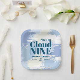Cloud Nine Whimsical Künstlerisch Blue Brautparty Pappteller