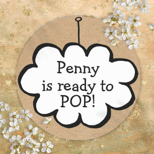 Cloud On String Kraft Ready to POP Baby Shower Runder Aufkleber