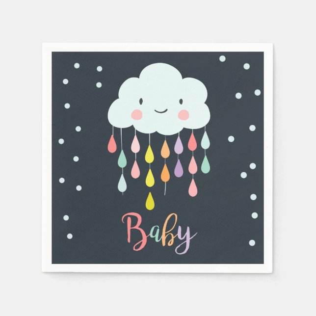 Cloud Paper Napkin Baby Sprinkle Raindrops Dusche Serviette (Vorderseite)
