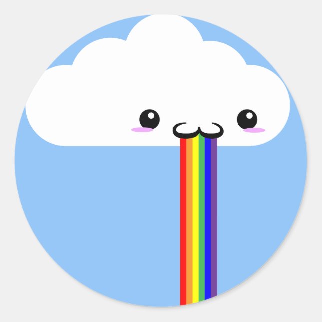 Cloud Puff Regenbogenaufkleber Runder Aufkleber (Vorderseite)