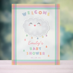 Cloud Raindrops Gender Neutral Baby Dusche Willkom Acrylschild