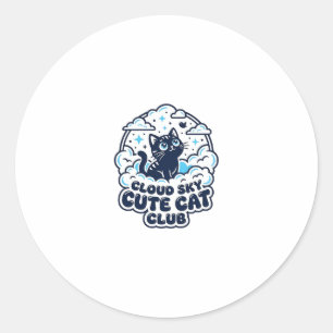 Cloud Sky Süße Katze Haustierliebhaber-Shirt Kunst Runder Aufkleber