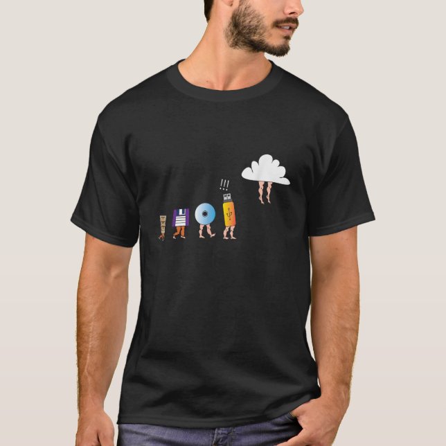 Cloud-Speicher Lustige Computer-Evolution USB-CD-D T-Shirt (Vorderseite)