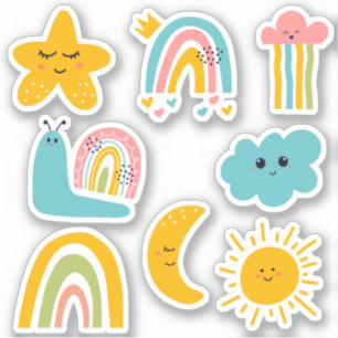 Cloud Star Regenbogen & Mehr Charaktere für Kinder Aufkleber
