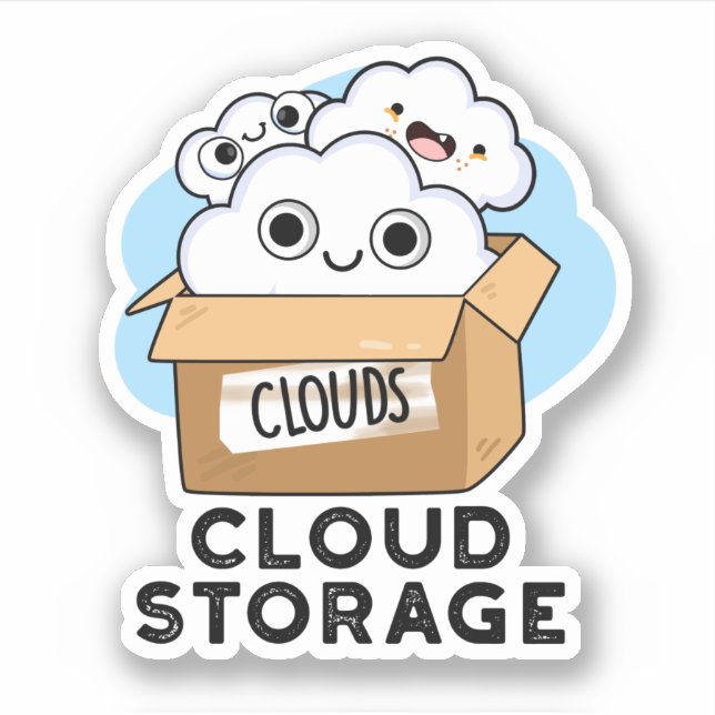 Cloud Storage Funny Weather Technology Puff Aufkleber (Vorderseite)