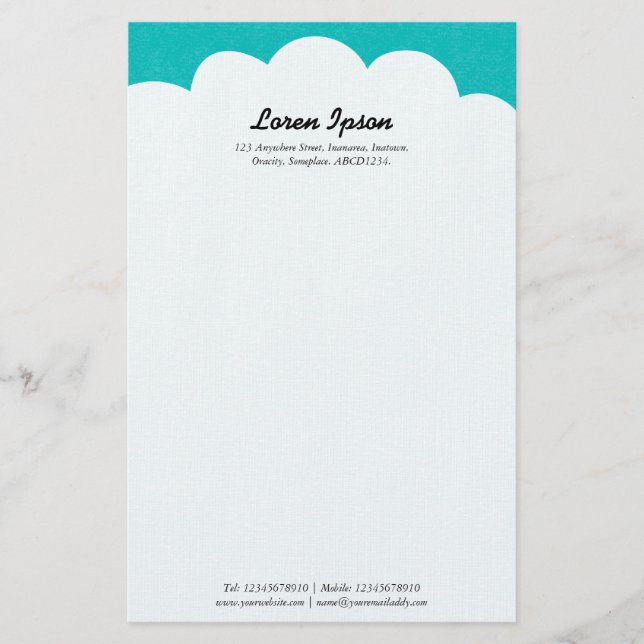 Cloud Top - Türkis Briefpapier (Vorderseite)