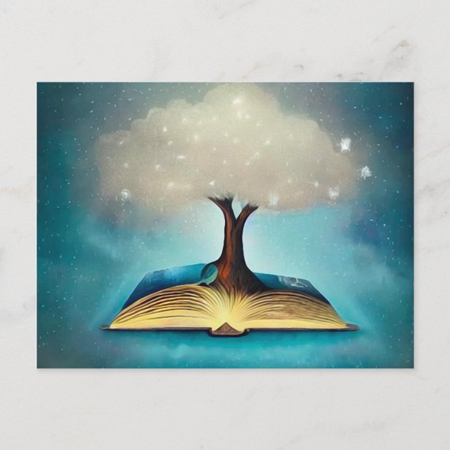 Cloud Tree & Open Book Postkarte (Vorderseite)